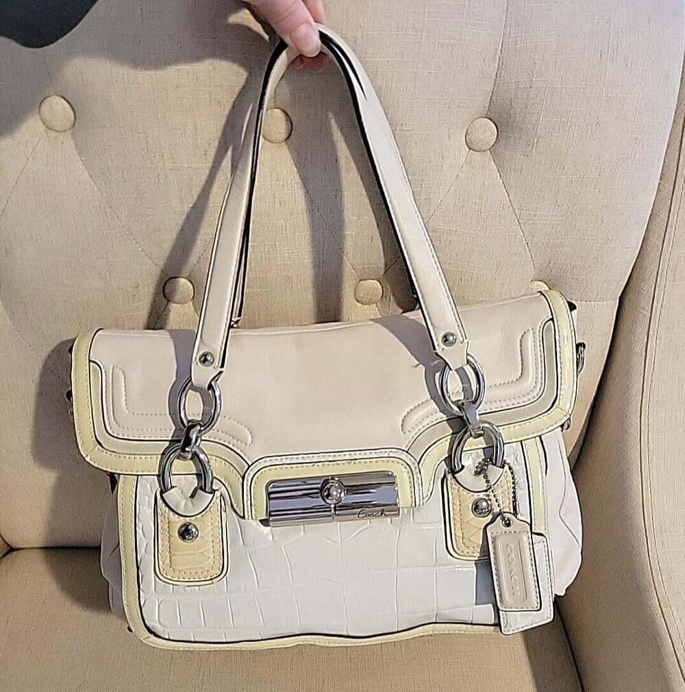 COACH handbag KRISTIN SPECTATOR LEATHER F18282 cream silver light yellow SC